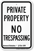 Connecticut No Trespassing Sign