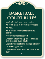 Customizable Basketball Court Rules Sign