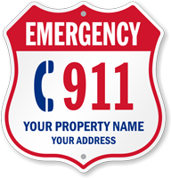 Custom Emergency 911 Phone Shield Sign