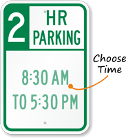 Customizable Hour Parking Limit Sign