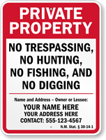 Custom New Mexico Private Property No Trespassing Sign