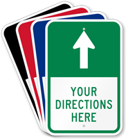 Customizable Parking Lot Directions Sign, Ahead Arrow