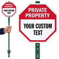 Custom Private Property LawnBoss Sign and Stake Kit