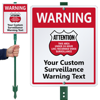 Customizable Area Under Surveillance Sign & Stake Kit