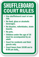 Custom Shuffleboard Court Rules Sign