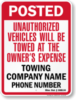 Custom Minnesota Tow Away Sign