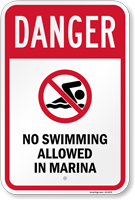 Danger No Swimming Allowed In Marina Sign