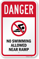 Danger No Swimming Allowed Near Ramp Sign