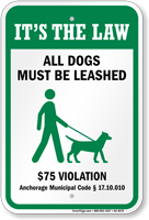 Dog Leash Sign For Alaska