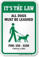 Dog Leash Sign For Maine