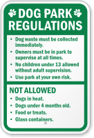 Dog Park Regulations Sign