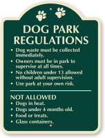 Dog Park Regulations Signature Sign