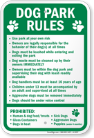 Dog Park Rules Sign