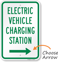 Electric Vehicle Charging Station Sign with Arrow
