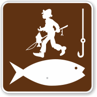 Fishing Symbol With Bait And Fisherman Fishing Sign