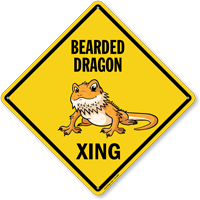 Funny Bearded Dragon Crossing Diamond Sign