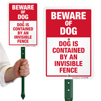 Dog Is Contained By An Invisible Fence LawnBoss Sign