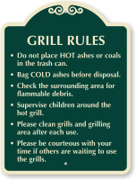 Grill Rules clean grills and grilling area sign