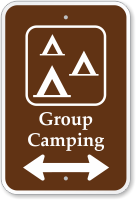 Group Camping Sign with Bidirectional Arrow