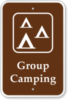 Group Camping with Graphic Campground Sign