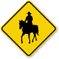 Man On Horse Graphic Horse Rider Crossing Sign