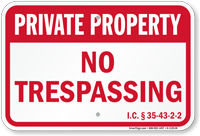 Indiana Private Property Sign