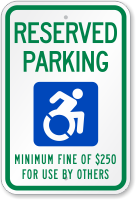 Reserved Parking Minimum Fine Sign, Updated ISA Symbol