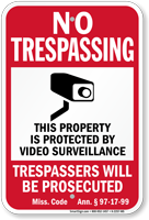 Mississippi Trespassers Will Be Prosecuted Sign