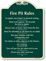 No Cooking Fire Pit Rules Sign