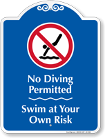 No Diving Permitted Signature Sign