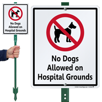 No Dogs Allowed On Hospital Grounds Sign