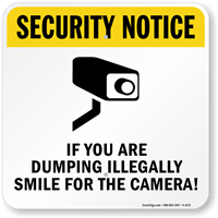 Dumping Illegally Smile Camera Sign