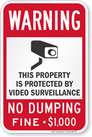 No Dumping Fine Imposed Sign (with Graphic)