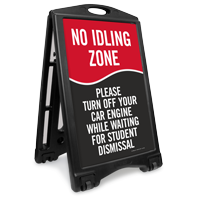 No Idling Zone Portable Sidewalk Sign