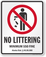 No Littering Alaska Law Sign