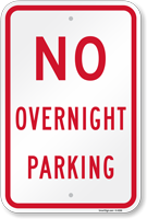 No Overnight Parking Aluminum Sign