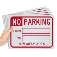 No Parking From To Tow-Away Area Sign