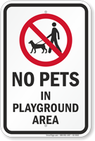 No Pets In Playground Area Sign