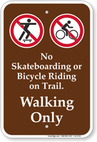 No Skateboarding or Bicycle Riding Campground Sign