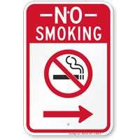 No Smoking Sign with Right Arrow