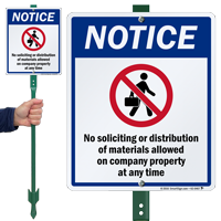 No Soliciting Or Distribution Allowed Lawnboss Sign