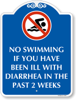 No Swimming If You Have Been Ill With Diarrhea Pool Sign