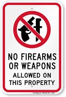 No Firearms Weapons Allowed Sign