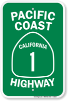 Pacific Coast California 1 Highway Sign