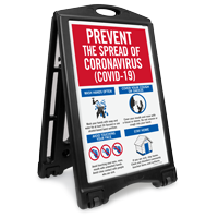 Prevent The Spread Wash Hands Cover Your Cough Sidewalk Sign