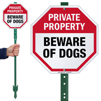 Private Property Beware Of Dogs LawnBoss Sign