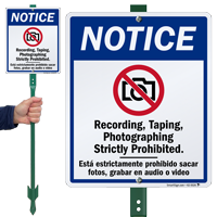 Recording Taping Photographing Prohibited LawnBoss Sign