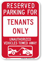 Reserved Parking For Tenants Sign with Tow Graphic