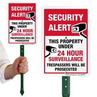 Security Alert 24 Hour Surveillance LawnBoss Sign