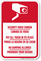 Security Video Camera Bilingual Sign